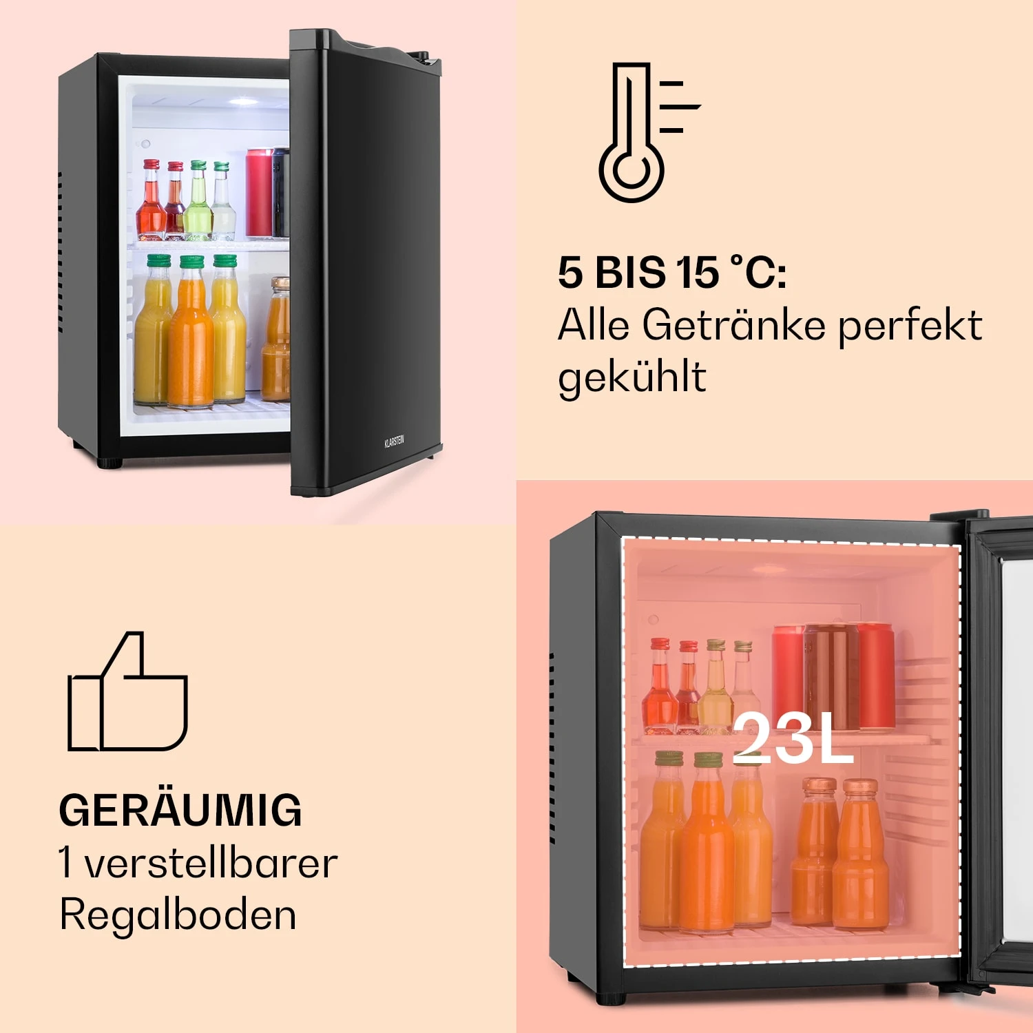 Happy Hour Minibar 5-15°C EEK G Lautlos 23dB LED-Licht 4 Happy Hour Minibar 5-15°C EEK G Lautlos 23dB LED-Licht – Bild 4