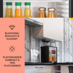 MKS-12 Minibar 24 Liter Klasse E Schwarz Glas 0dB -Bestes Haushaltsgeräte Geschäft 10005439 DE 0003 usp