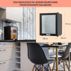 MKS-12 Minibar 24 Liter Klasse E Schwarz Glas 0dB -Bestes Haushaltsgeräte Geschäft 10005439 DE 0006 usp