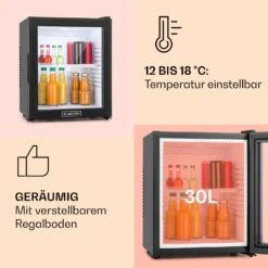MKS-13 Minibar Mini-Kühlschrank 3 Temperaturen 30L 23 DB Glastür -Bestes Haushaltsgeräte Geschäft 10005440 de 0004 usp