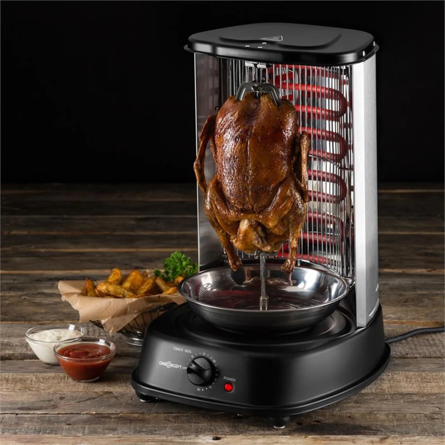 Kebap Master Vertikalgrill 1800W Schwarz Inkl. Spieß Set 3 Kebap Master Vertikalgrill 1800W Schwarz Inkl. Spieß Set – Bild 3