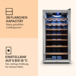 Vinamour 26 Uno Weinkühlschrank 26 Flaschen 88 Liter Edelstahl LED 9 Vinamour 26 Uno Weinkühlschrank 26 Flaschen 88 Liter Edelstahl LED -Bestes Haushaltsgeräte Geschäft 10028491 de 0003 logo