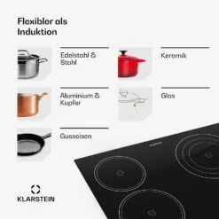 Virtuosa Keramikkochfeld Einbauherd 6500W 59x52cm 4 Zonen Glaskeramik 15 Virtuosa Keramikkochfeld Einbauherd 6500W 59x52cm 4 Zonen Glaskeramik -Bestes Haushaltsgeräte Geschäft 10029239 de 0007 usp