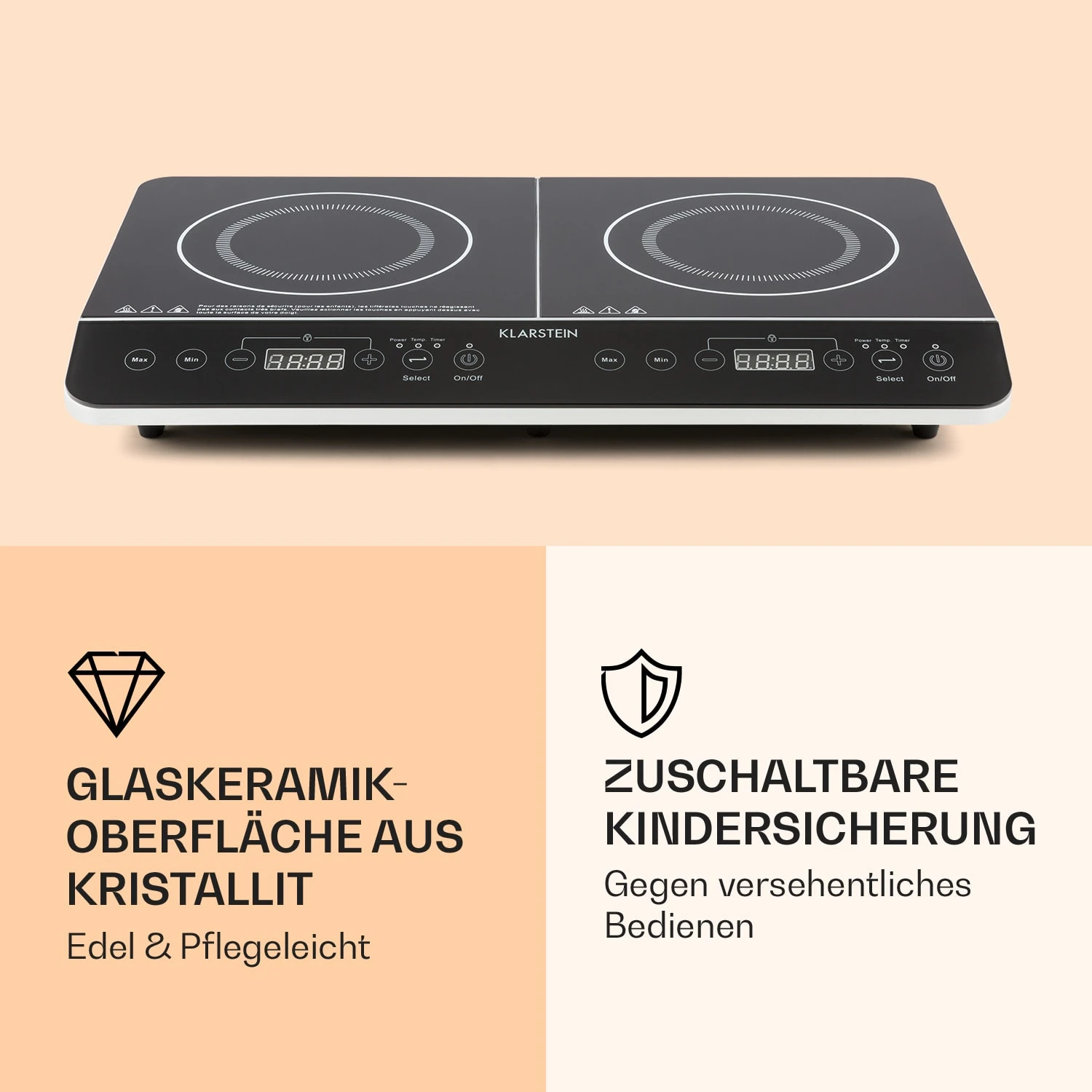 VariCook Slim Doppel-Induktionskochplatte 3500 W Timer 240° C Touch 2 VariCook Slim Doppel-Induktionskochplatte 3500 W Timer 240° C Touch – Bild 2