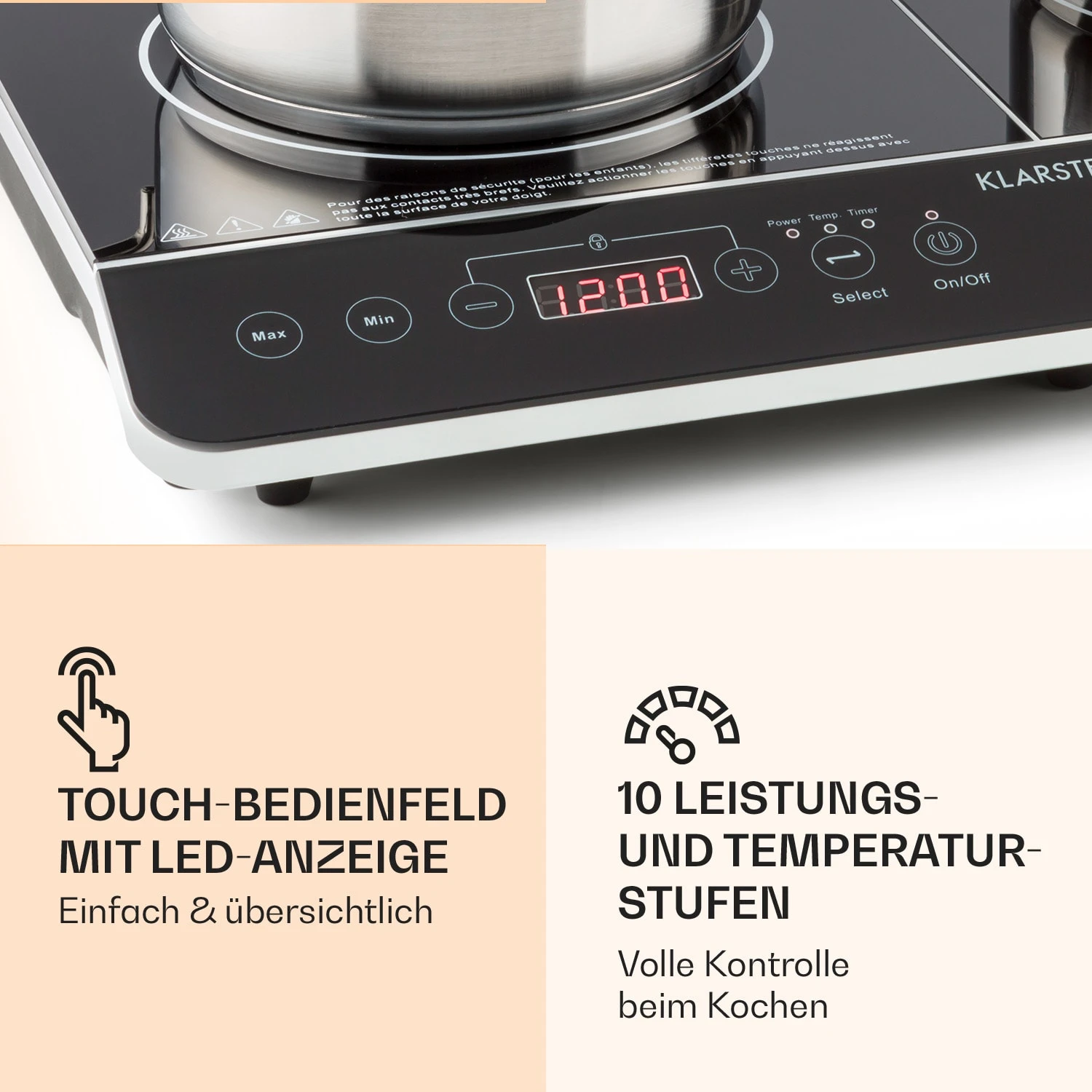 VariCook Slim Doppel-Induktionskochplatte 3500 W Timer 240° C Touch 4 VariCook Slim Doppel-Induktionskochplatte 3500 W Timer 240° C Touch – Bild 4