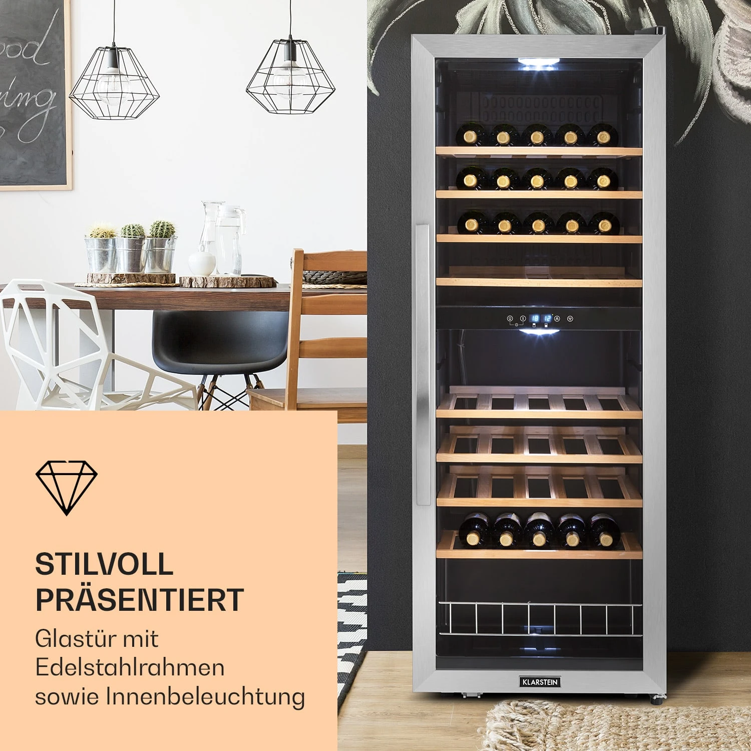 Vinamour 54 Duo Weinkühlschrank 2 Zonen 148 Ltr 54 Fl Touch-Display 2 Vinamour 54 Duo Weinkühlschrank 2 Zonen 148 Ltr 54 Fl Touch-Display – Bild 2