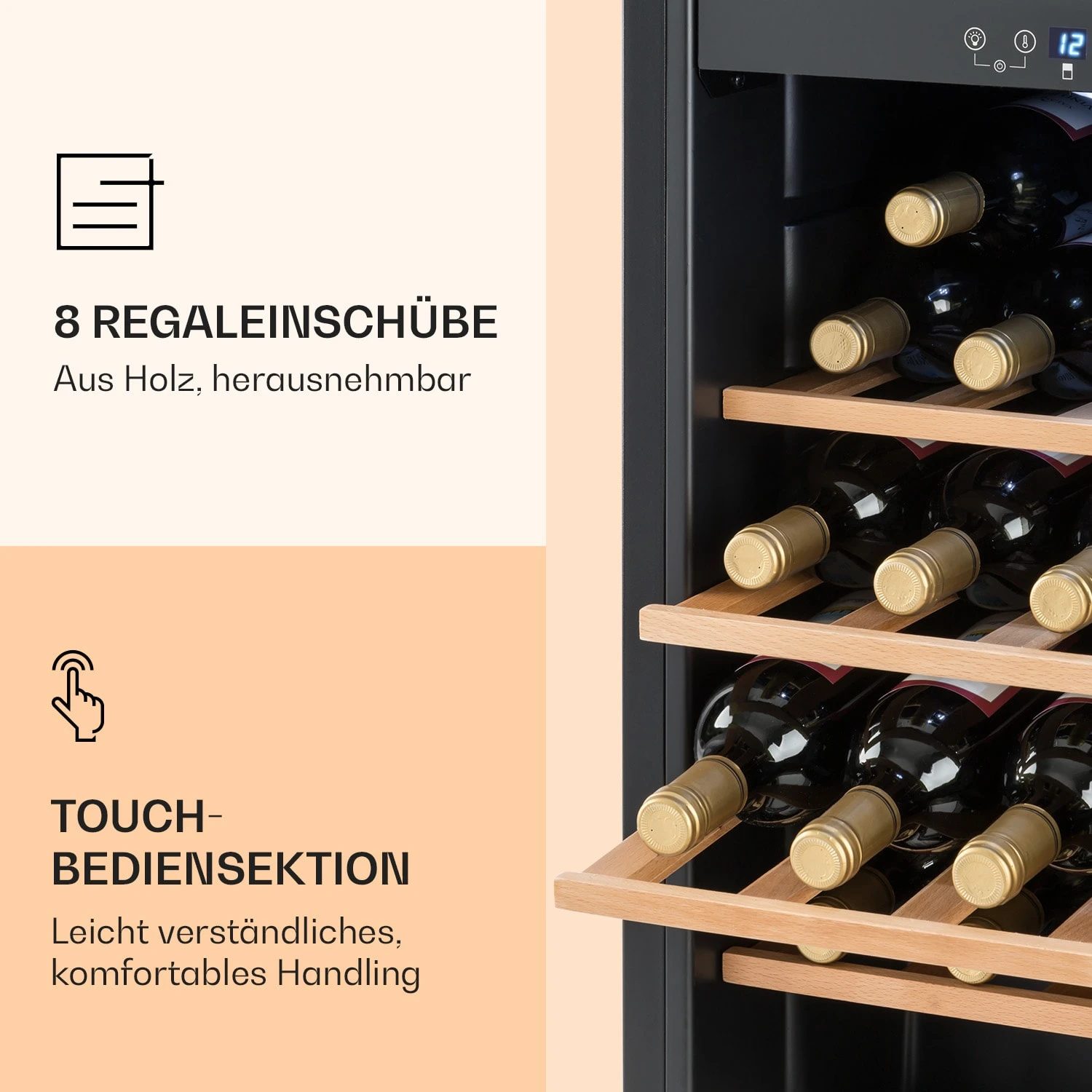 Vinamour 54 Duo Weinkühlschrank 2 Zonen 148 Ltr 54 Fl Touch-Display 5 Vinamour 54 Duo Weinkühlschrank 2 Zonen 148 Ltr 54 Fl Touch-Display – Bild 5