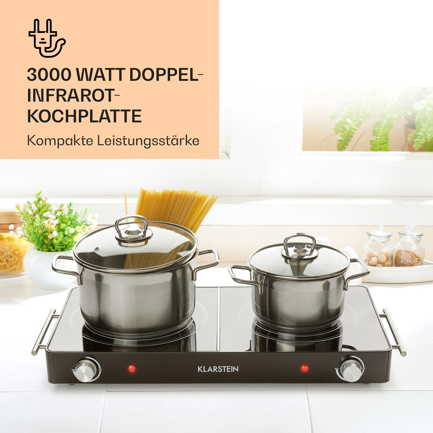 VariCook Duo Kochplatte 3000W Edelstahlgehäuse Tragegriffe 2 VariCook Duo Kochplatte 3000W Edelstahlgehäuse Tragegriffe – Bild 2