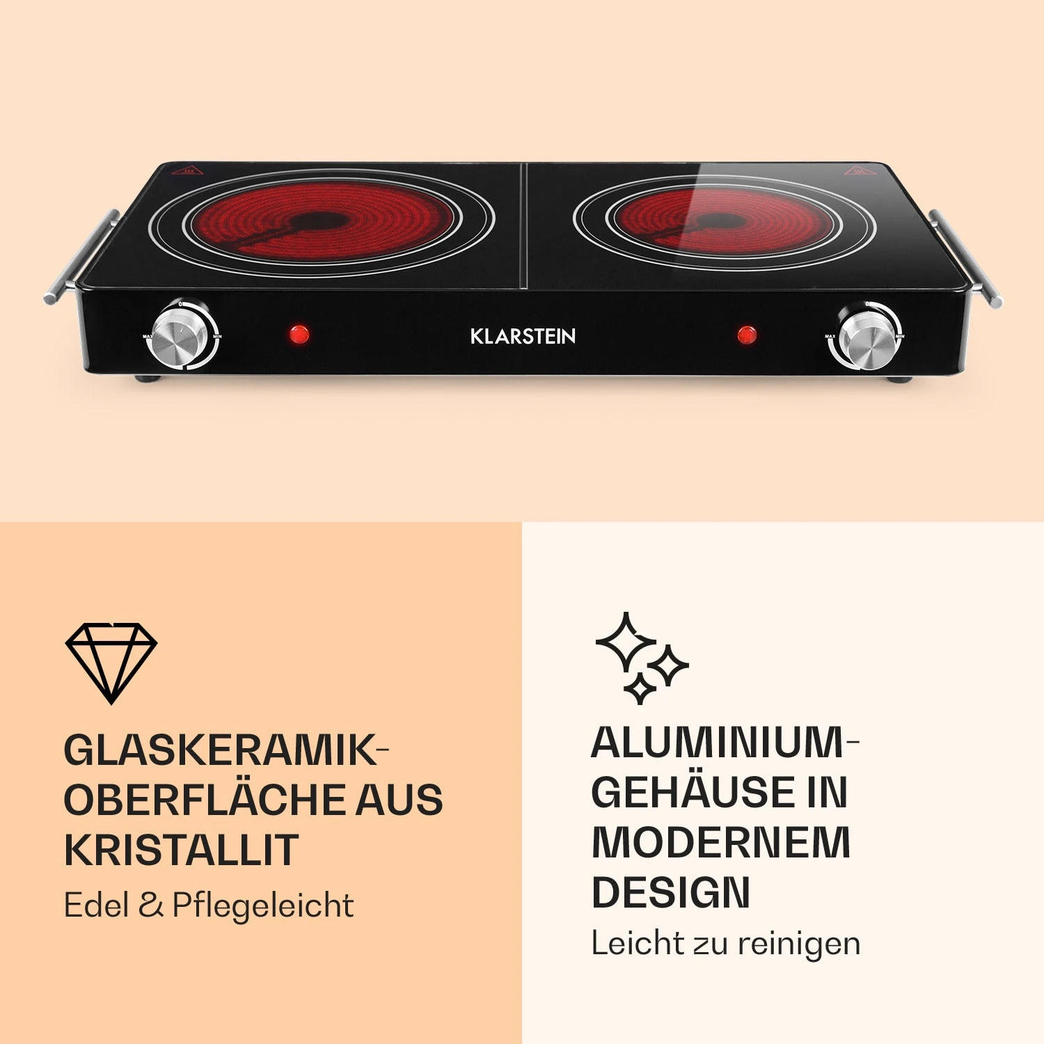 VariCook Duo Kochplatte 3000W Edelstahlgehäuse Tragegriffe 3 VariCook Duo Kochplatte 3000W Edelstahlgehäuse Tragegriffe – Bild 3