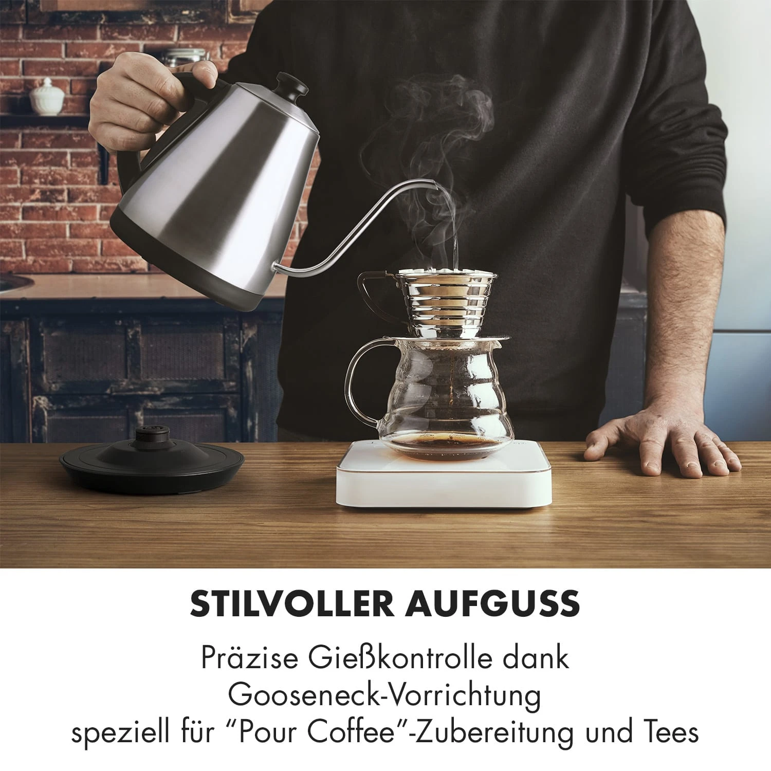 Garcon Wasserkocher 1L 2000W Warmhaltefunktion Schwanenhals Edelstahl 3 Garcon Wasserkocher 1L 2000W Warmhaltefunktion Schwanenhals Edelstahl – Bild 3