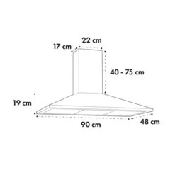 Zugspitze 90 Dunstabzugshaube Wandanbau 65W 330m³/h LED -Bestes Haushaltsgeräte Geschäft 10032682 yy 0007 dimensions