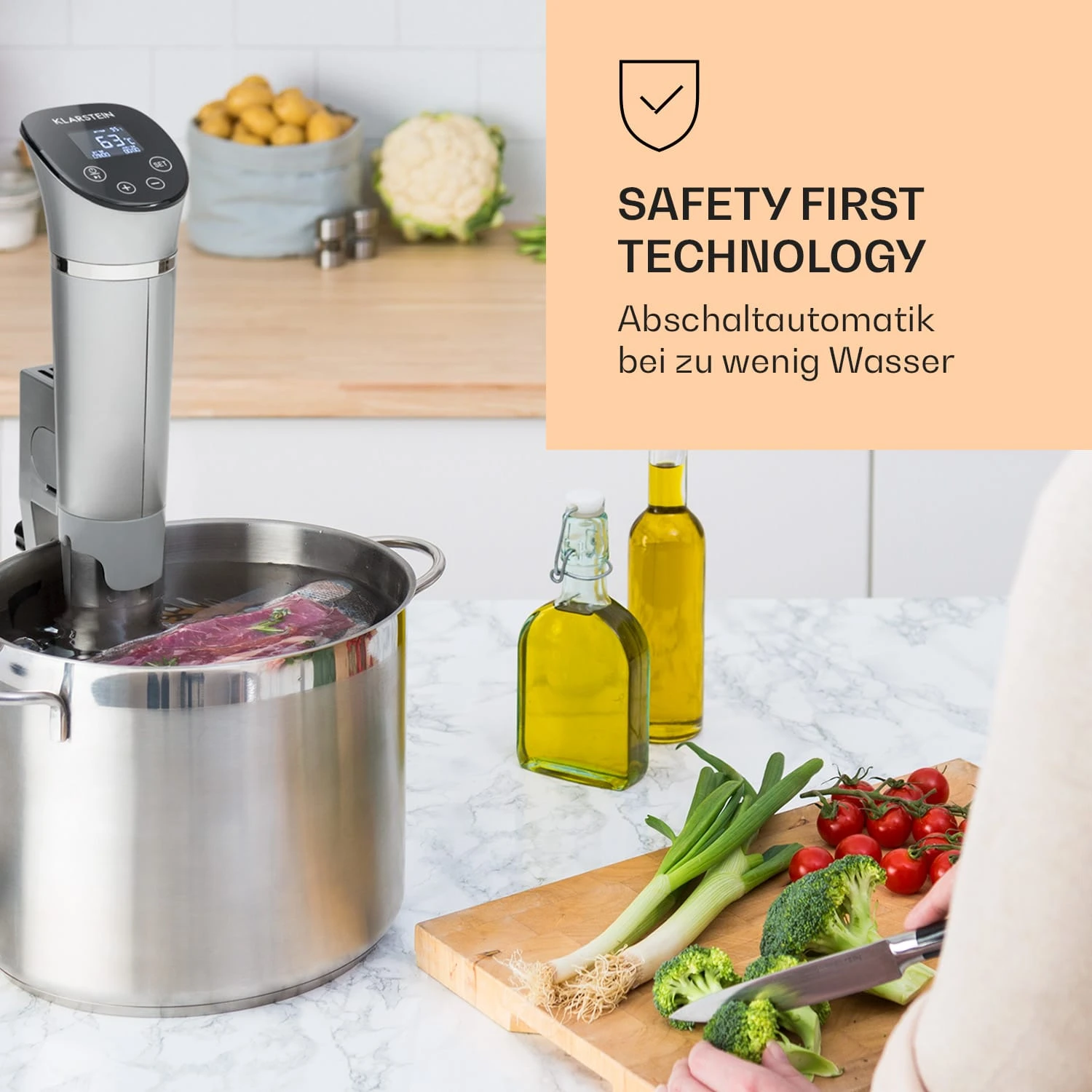 Quickstick Flex 1300W 3D Circulating 0-95 °C IPX7 Timer Silber 2 Quickstick Flex 1300W 3D Circulating 0-95 °C IPX7 Timer Silber – Bild 2