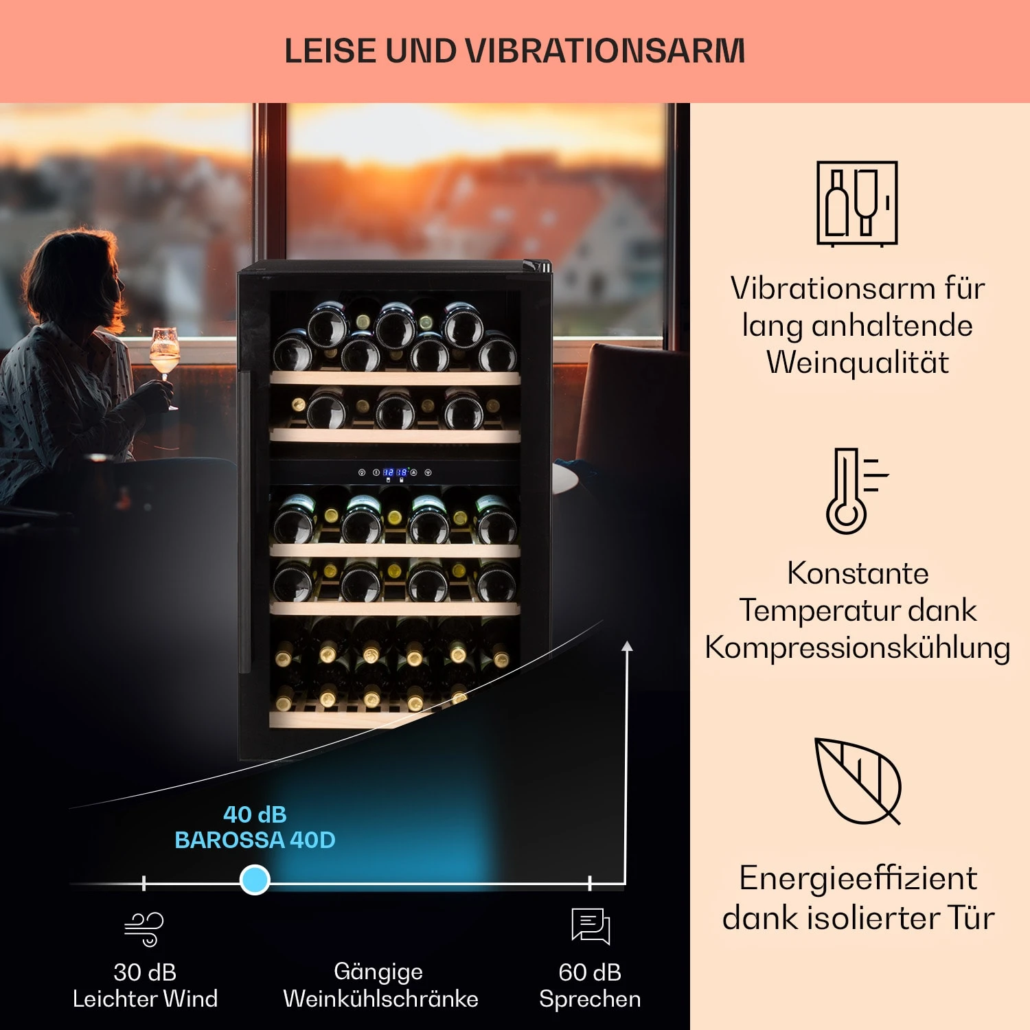 Barossa 40 Duo Weinkühlschrank 2 Zonen 41 Flaschen Glastür Touch LED 4 Barossa 40 Duo Weinkühlschrank 2 Zonen 41 Flaschen Glastür Touch LED – Bild 4