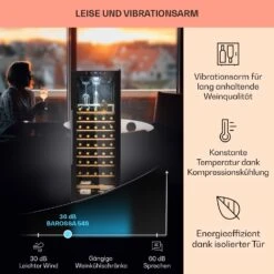 Barossa 54 Uno Weinkühlschrank 155 L 54 Flaschen Glastür Touch LED -Bestes Haushaltsgeräte Geschäft 10032925 de 0004 usp