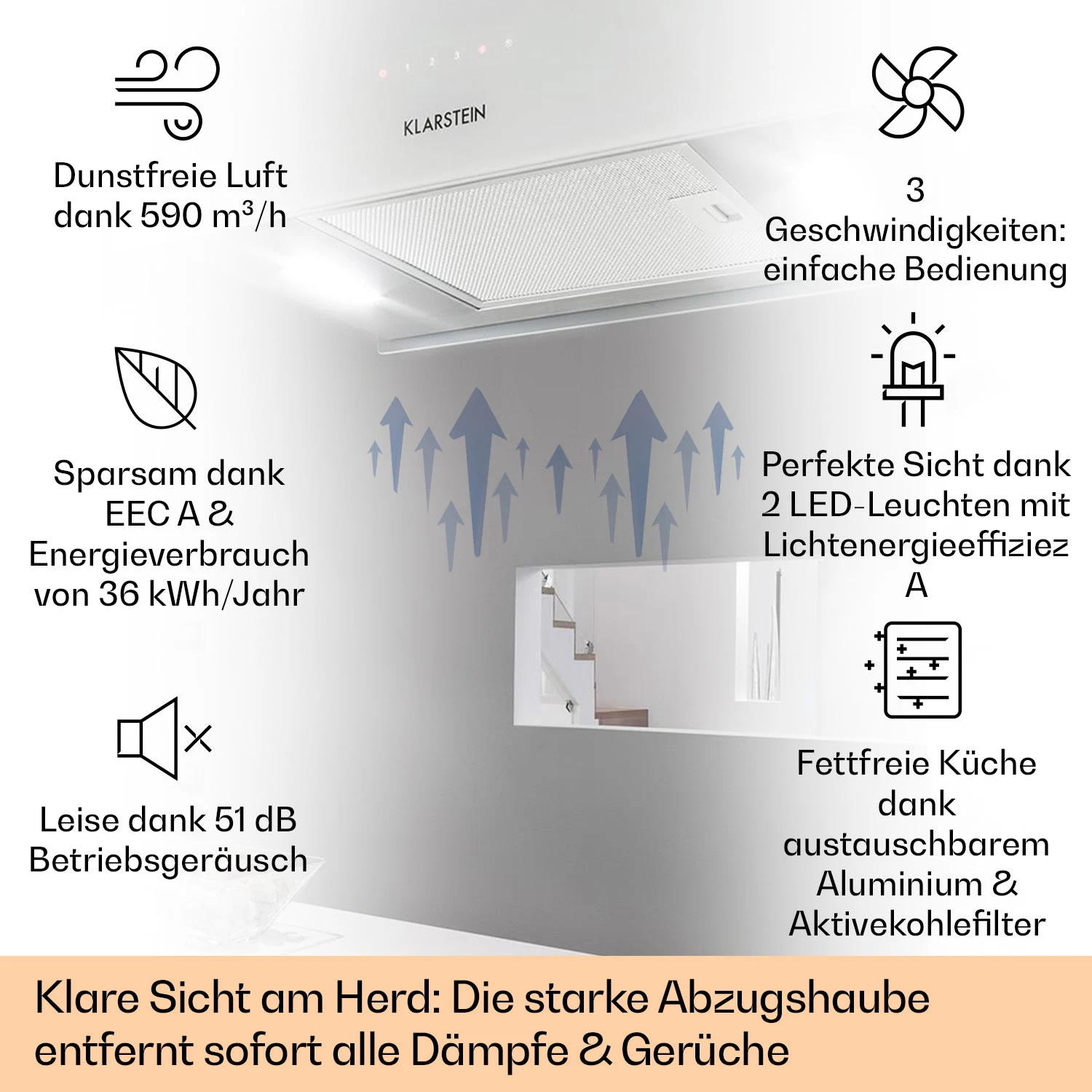Kronleuchter L Inselabzugshaube 60cm Abluft: 590m³/h LED Touch Glas Weiß 2 Kronleuchter L Inselabzugshaube 60cm Abluft: 590m³/h LED Touch Glas Weiß – Bild 2
