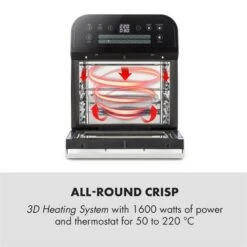 AeroVital Cube Heißluftfritteuse 1600W 12l Timer 16 Programme Schwarz -Bestes Haushaltsgeräte Geschäft 10033248 yy 0003 logo Klarstein AeroVital Cube Heissluftfritteuse schwarz reedit