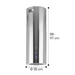 Beretta Inselabzugshaube Ø35cm Ab-/Umluft 650m³/h LED Edelstahl -Bestes Haushaltsgeräte Geschäft 10033717 yy 0011 dimensions