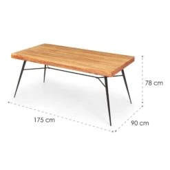 Vantor Esstisch Akazienholz Eisengestell 175 X 78 X 80 Cm Holz -Bestes Haushaltsgeräte Geschäft 10034035 yy 0007 logo Besoa Vantor Esstisch 175x78x80 cm