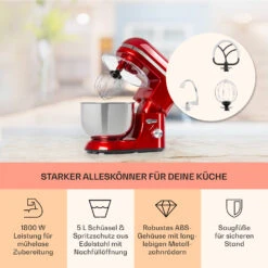 Bella Elegance Küchenmaschine 2000 W 2,7 PS 5,2 Ltr Edelstahl BPA-frei -Bestes Haushaltsgeräte Geschäft 10034364 de 0003 usp