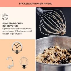 Bella Elegance Küchenmaschine 2000 W 2,7 PS 5,2 Ltr Edelstahl BPA-frei -Bestes Haushaltsgeräte Geschäft 10034364 de 0006 usp