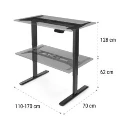 Multidesk Comfort Schreibtisch Elektrisch Höhenverstellbar 62-128 Cm -Bestes Haushaltsgeräte Geschäft 10034480 yy 0009 dimensions
