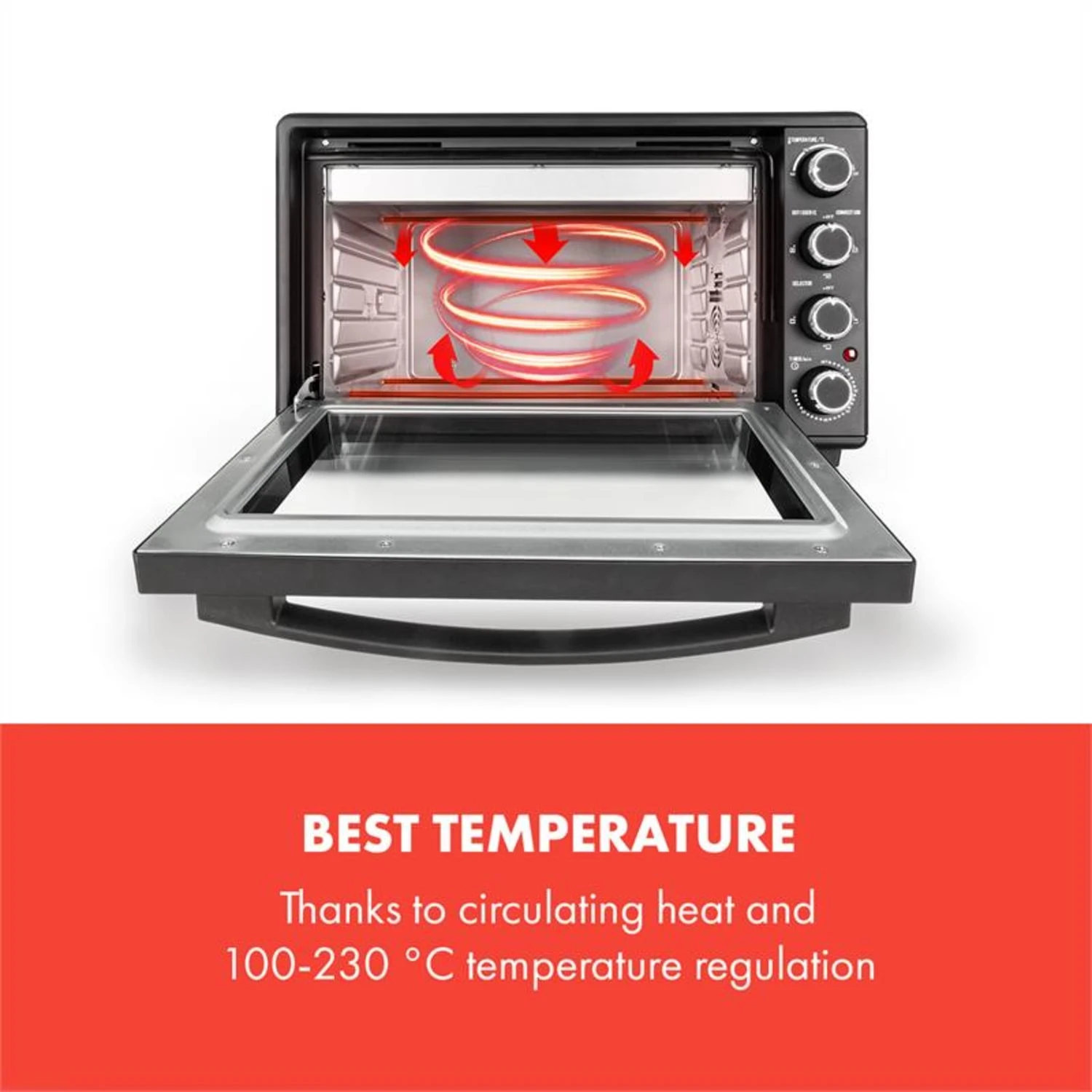 Masterchef 45 Mini-Backofen 45l 2000W 100-230 °C Timer Schwarz 3 Masterchef 45 Mini-Backofen 45l 2000W 100-230 °C Timer Schwarz – Bild 3