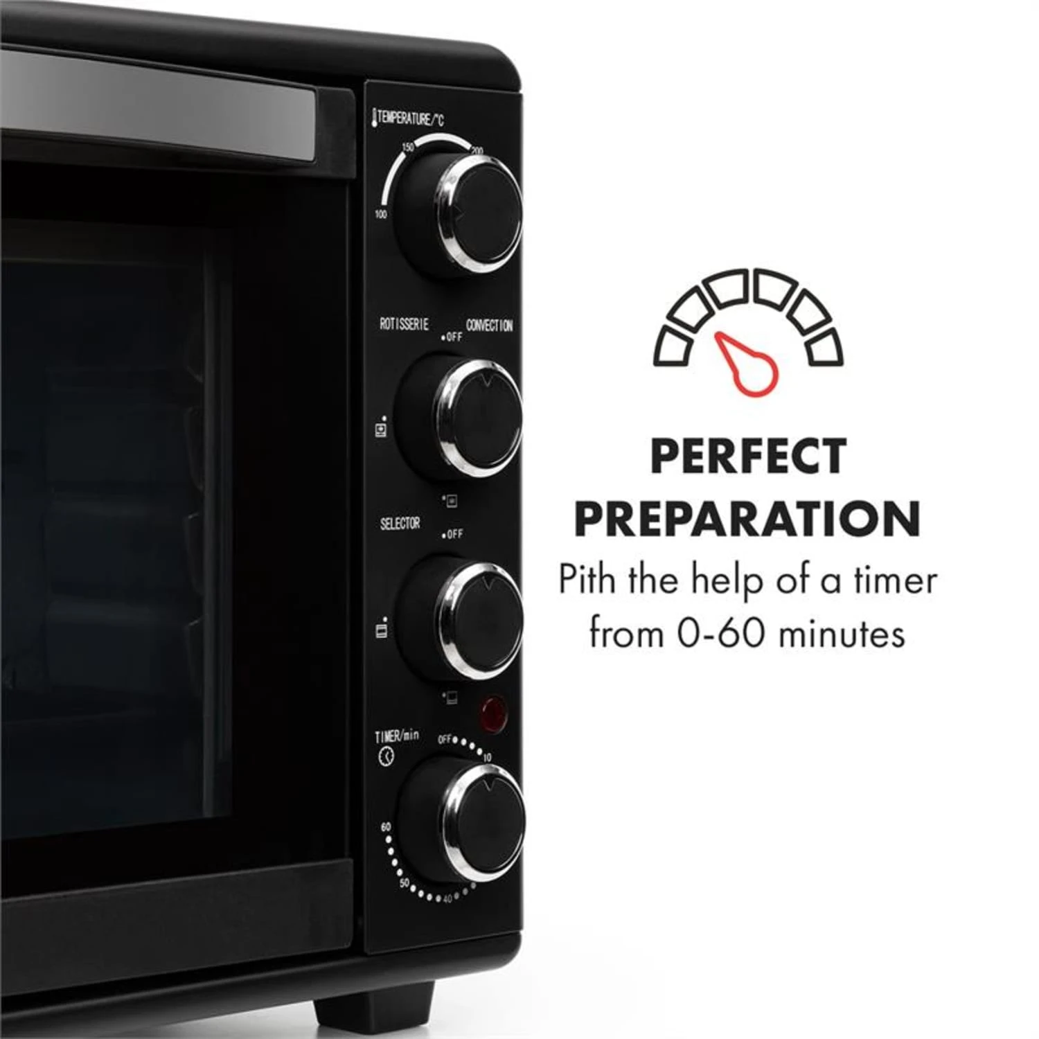 Masterchef 45 Mini-Backofen 45l 2000W 100-230 °C Timer Schwarz 4 Masterchef 45 Mini-Backofen 45l 2000W 100-230 °C Timer Schwarz – Bild 4