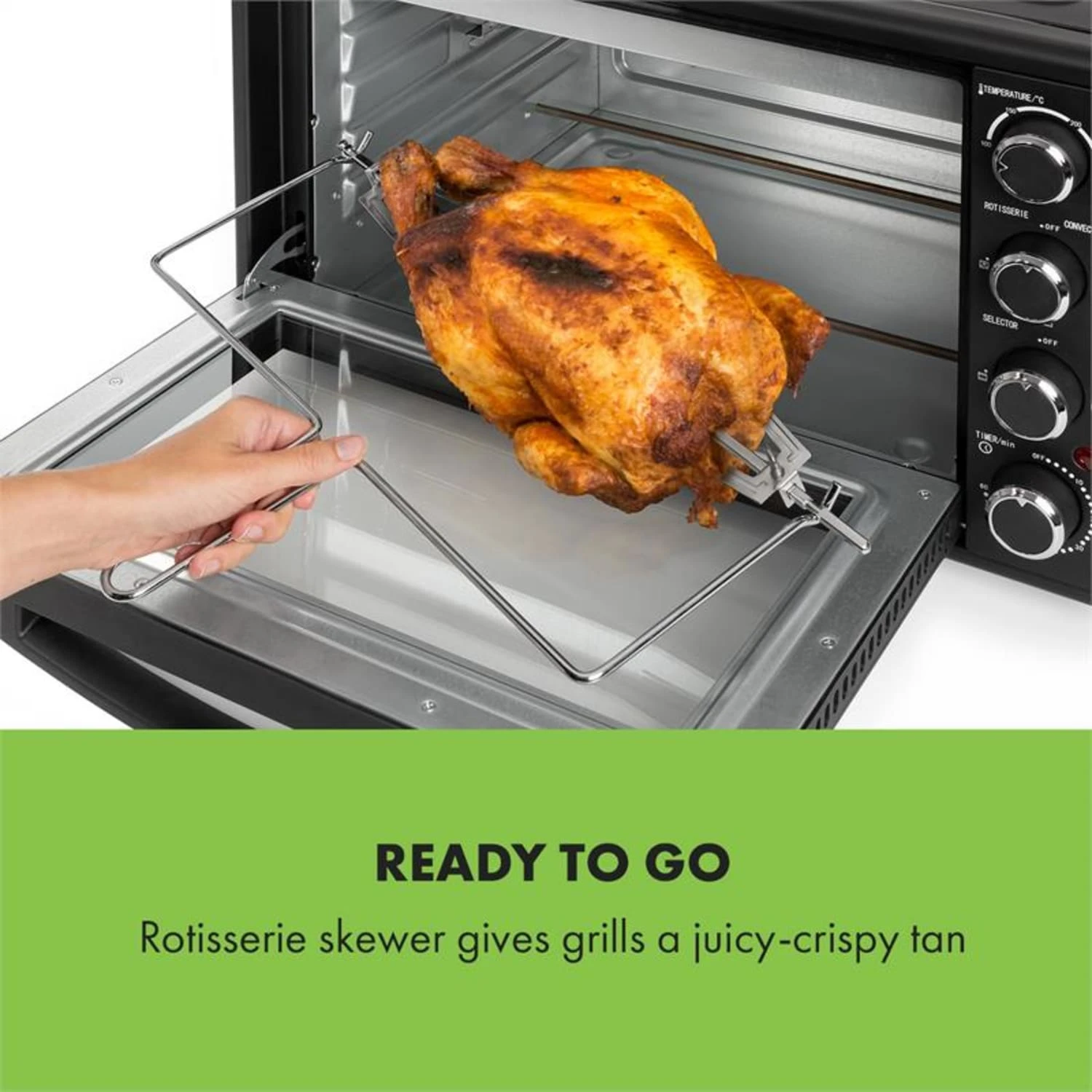 Masterchef 45 Mini-Backofen 45l 2000W 100-230 °C Timer Schwarz 5 Masterchef 45 Mini-Backofen 45l 2000W 100-230 °C Timer Schwarz – Bild 5