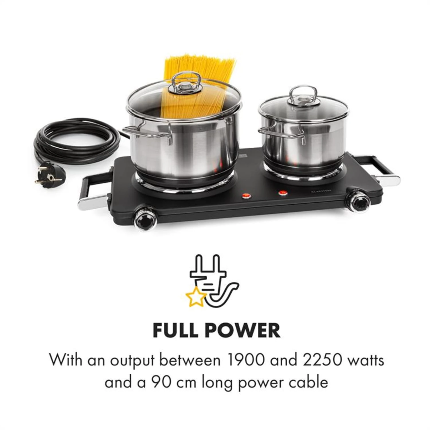 Cookorama Doppelkochplatte 1900-2250 W 150/180 Mm Ø 5 Stufen Schwarz 4 Cookorama Doppelkochplatte 1900-2250 W 150/180 Mm Ø 5 Stufen Schwarz – Bild 4