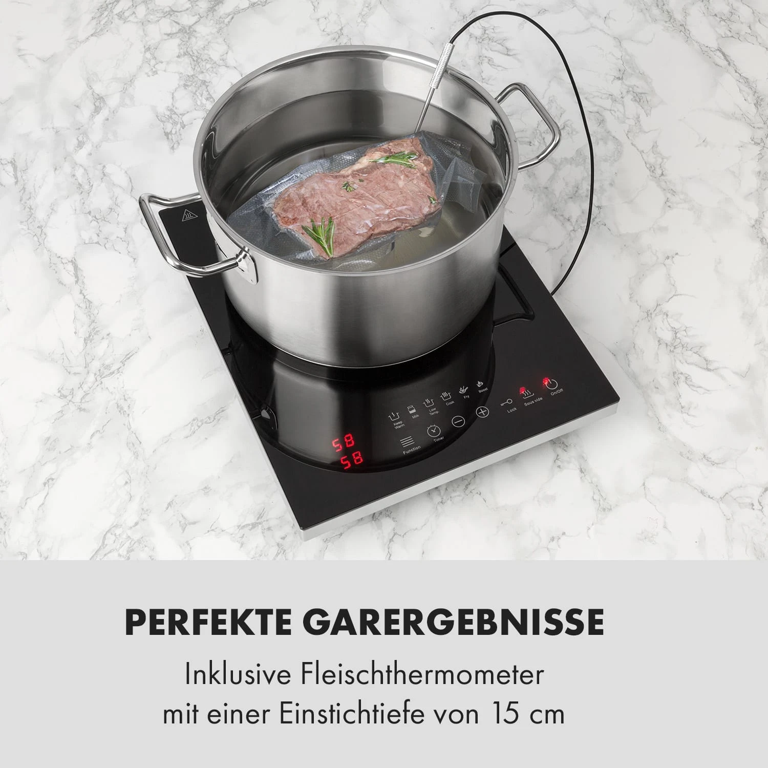 Cook N Roll Induktionskochfeld 2000W Timer 10 Stufen Bratenthermometer 2 Cook N Roll Induktionskochfeld 2000W Timer 10 Stufen Bratenthermometer – Bild 2