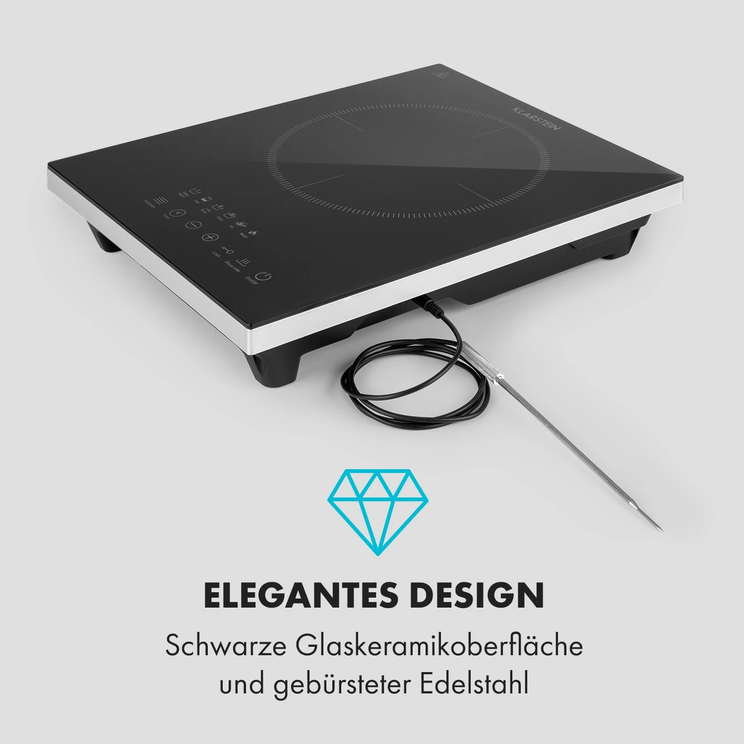 Cook N Roll Induktionskochfeld 2000W Timer 10 Stufen Bratenthermometer 3 Cook N Roll Induktionskochfeld 2000W Timer 10 Stufen Bratenthermometer – Bild 3