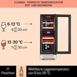Vinovilla 17 Built-In Duo Zweizonen-Weinkühlschrank 53l 17 Fl. 3-Farben Glastür -Bestes Haushaltsgeräte Geschäft 10034725 DE 0003 usp