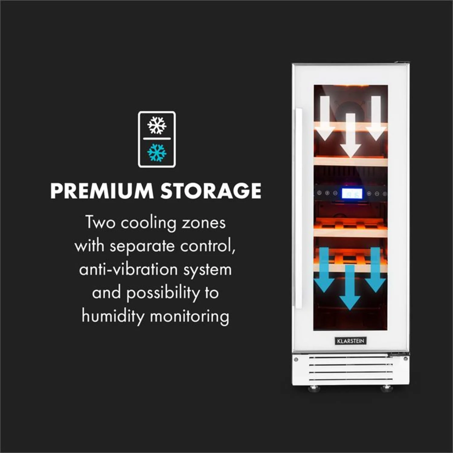 Vinovilla 17 Built-In Duo Zweizonen-Weinkühlschrank 53l 17 Fl. 3-Farben Glastür – Bild 7