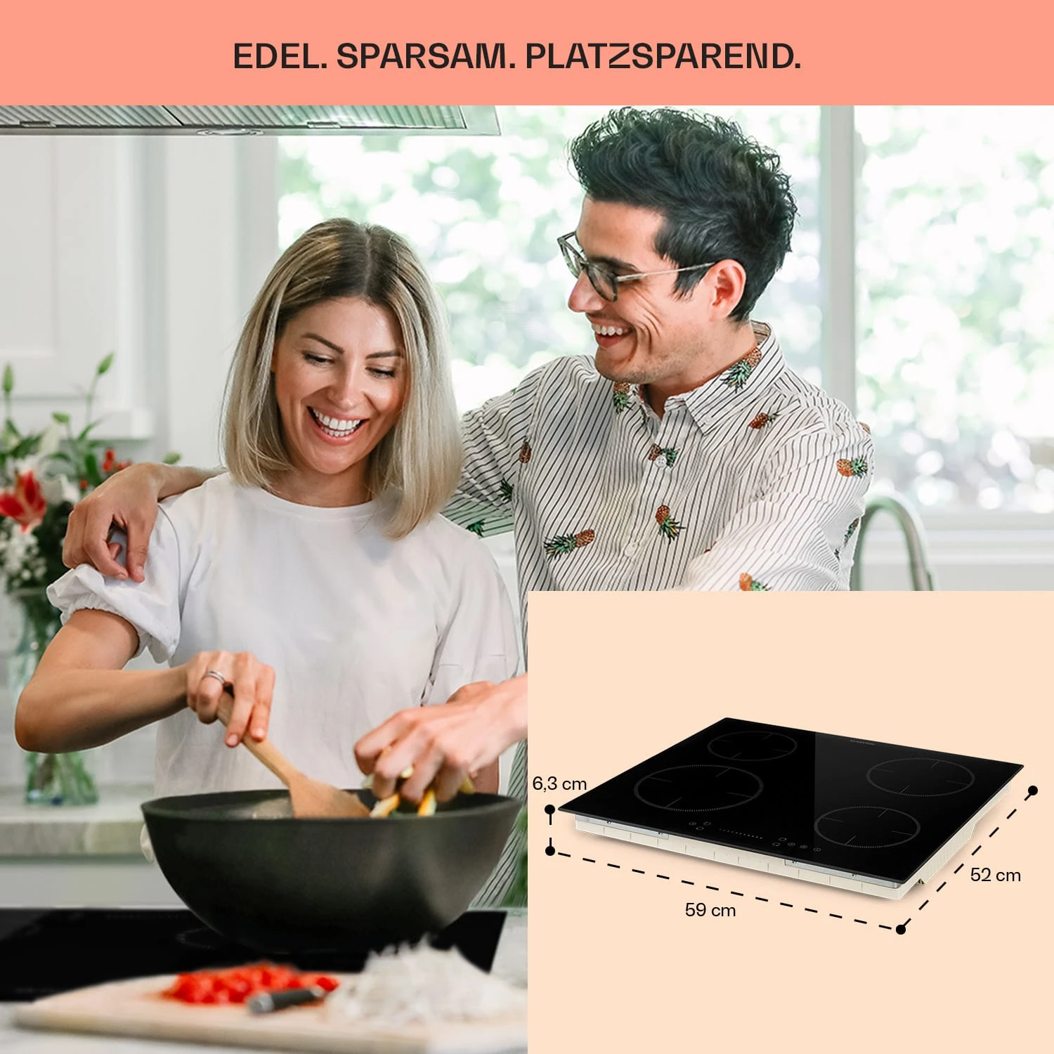 Virtuosa EcoAdapt Induktionskochfeld 4 Zonen 7200W Glas Schwarz 6 Virtuosa EcoAdapt Induktionskochfeld 4 Zonen 7200W Glas Schwarz – Bild 6