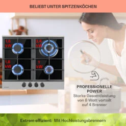 Alchemist 4 Zonen Gaskochfeld Aluminium-Brenner Glaskeramik Schwarz -Bestes Haushaltsgeräte Geschäft 10034969 de 0003 usp