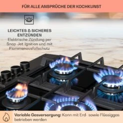Alchemist 4 Zonen Gaskochfeld Aluminium-Brenner Glaskeramik Schwarz -Bestes Haushaltsgeräte Geschäft 10034969 de 0005 usp