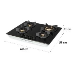 Goldflame 4 Gaskochfeld 4-flammig Messing-Brenner Glaskeramik Schwarz -Bestes Haushaltsgeräte Geschäft 10034972 yy 0010 logo Klarstein Goldflame 4 Gaskochfeld 4 flammig