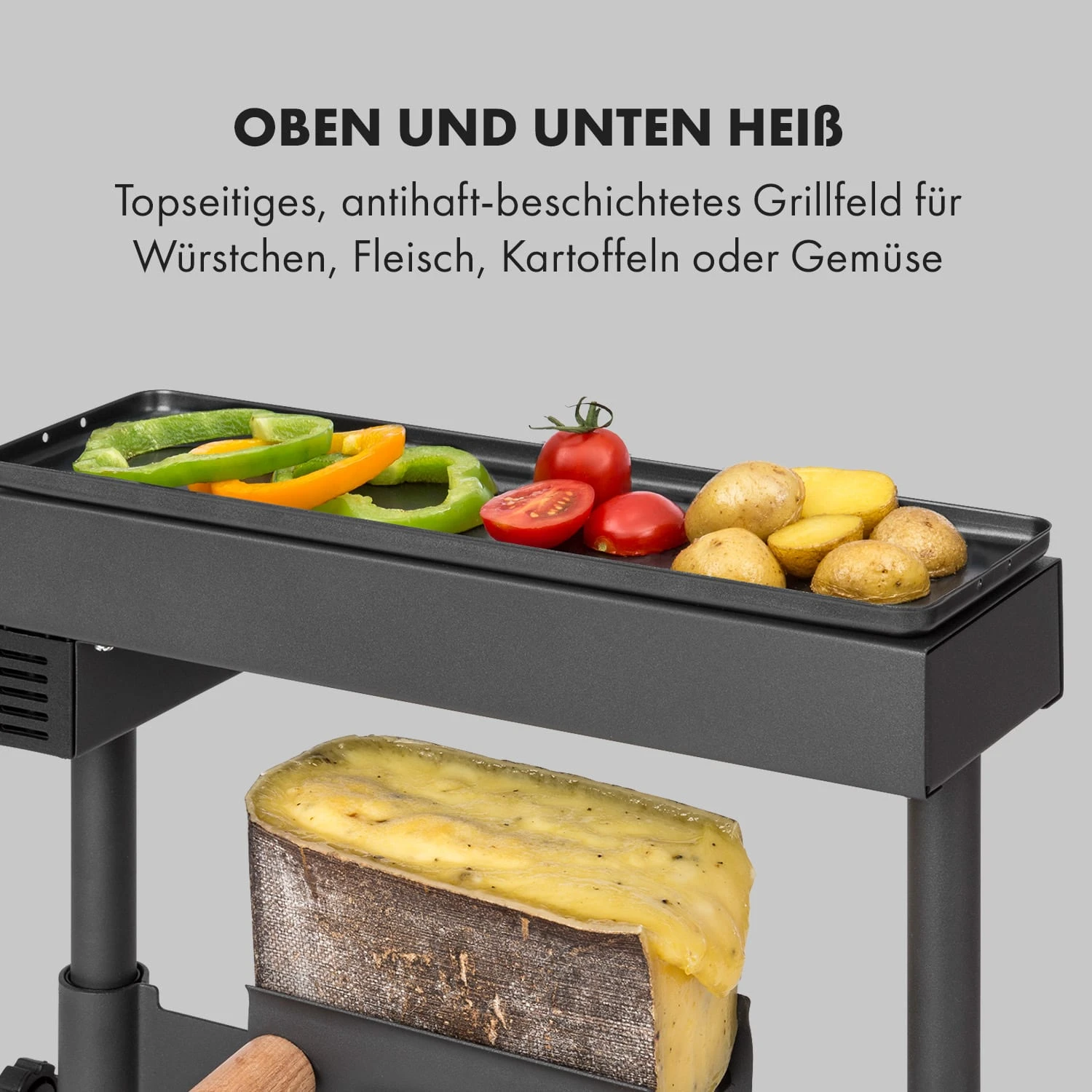 Appenzell XL Raclette Mit Grill 600 W Thermostat 2 Käseträger 4 Appenzell XL Raclette Mit Grill 600 W Thermostat 2 Käseträger – Bild 4