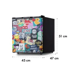 Cool Vibe 46+ Kühlschrank 46 Liter 1 Boden Stickerbomb-Style -Bestes Haushaltsgeräte Geschäft 10035253 yy 0007 logo Klarstein Cool Vibe Kuehlschrank Stickerbomb 48L