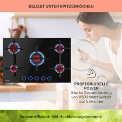 Illuminosa 5 Gaskochfeld 5-flammig Sabaf-Brenner Glaskeramik -Bestes Haushaltsgeräte Geschäft 10035465 de 0003 usp