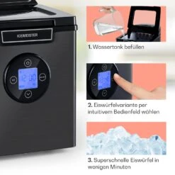 Icemeister 2G Eiswürfelmaschine 12kg/24h LC-Display Edelstahl -Bestes Haushaltsgeräte Geschäft 10035712 de 0004 usp