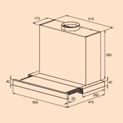 Mariana Neo 60 Flachschirmhaube 60cm 640 M³/h Abluft LED -Bestes Haushaltsgeräte Geschäft 10035926 yy 0007 dimensions