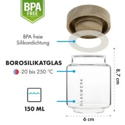 Glaswerk Cassia Gewürzgläser 6 St. 130 Ml Borosilikatglas Holzdeckel Luftdicht -Bestes Haushaltsgeräte Geschäft 10036357 de 0007 logo