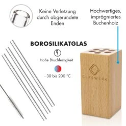Glaswerk Salizzada Glasstrohhalme 7 Stück 0,8 X 20 Cm (ØxH) Holzhalterung Bürste -Bestes Haushaltsgeräte Geschäft 10036366 de 0005 logo