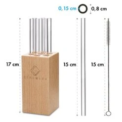Glaswerk Frezzeria Glasstrohhalme 7 Stück 0,8 X 15 Cm (ØxH) Holzhalterung Bürste 11 Glaswerk Frezzeria Glasstrohhalme 7 Stück 0,8 X 15 Cm (ØxH) Holzhalterung Bürste -Bestes Haushaltsgeräte Geschäft 10036379 yy 0006 logo