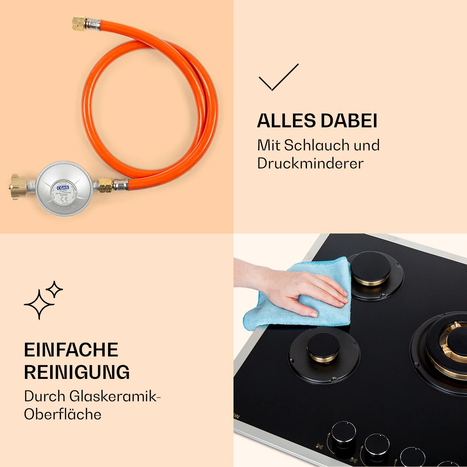 Goldflame 5 Prime Gaskochfeld 5-flammig Messing-Brenner Glaskeramik 6 Goldflame 5 Prime Gaskochfeld 5-flammig Messing-Brenner Glaskeramik – Bild 6