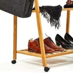 Garderobe Kleiderständer 4 Rollen 2 Ablagen 60x162x42,5 Cm 100% Bambus -Bestes Haushaltsgeräte Geschäft 10038014 yy 0005 logo