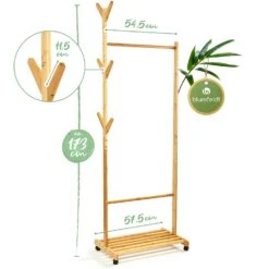 Garderobe Ablage Kleiderständer 57,5 X 173cm Asymmetrisch Bambus -Bestes Haushaltsgeräte Geschäft 10038021 yy 0007 logo