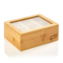 Teebox 6 Fächer 90 Teebeutel Kunststoff-Sichtfenster Bambus -Bestes Haushaltsgeräte Geschäft 10038069 yy 0007 logo
