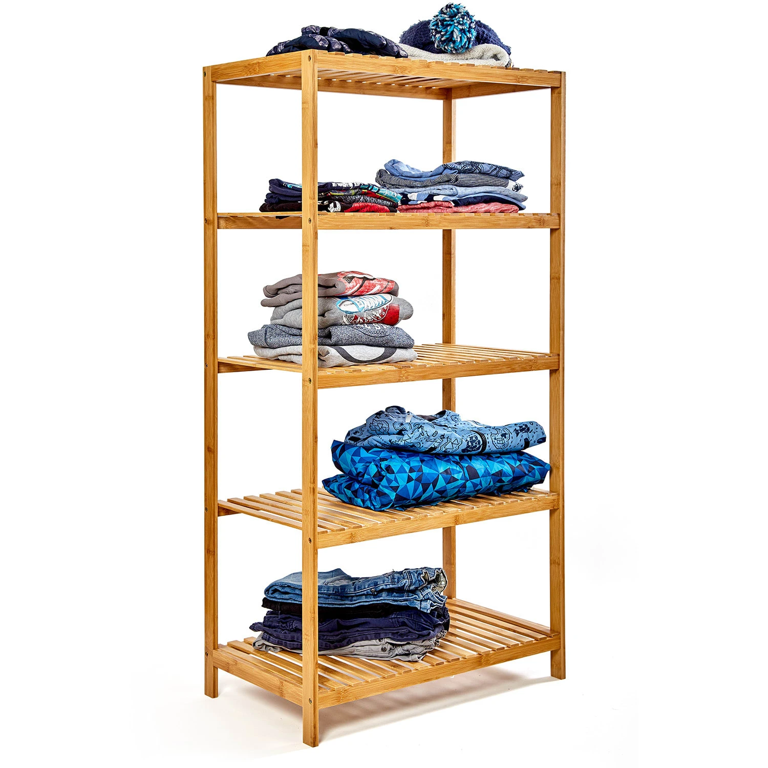 Regal Mehrzweckregal 5 Etagen 60x117,5x35cm (BxHxT) Bambus 1 Regal Mehrzweckregal 5 Etagen 60x117,5x35cm (BxHxT) Bambus